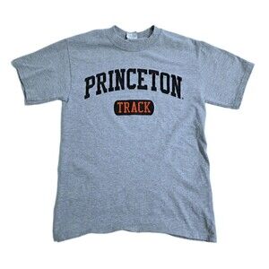 Princeton Track Tshirt Hanes Beefy Men's Small Retro Vintage Gray Orange Tee